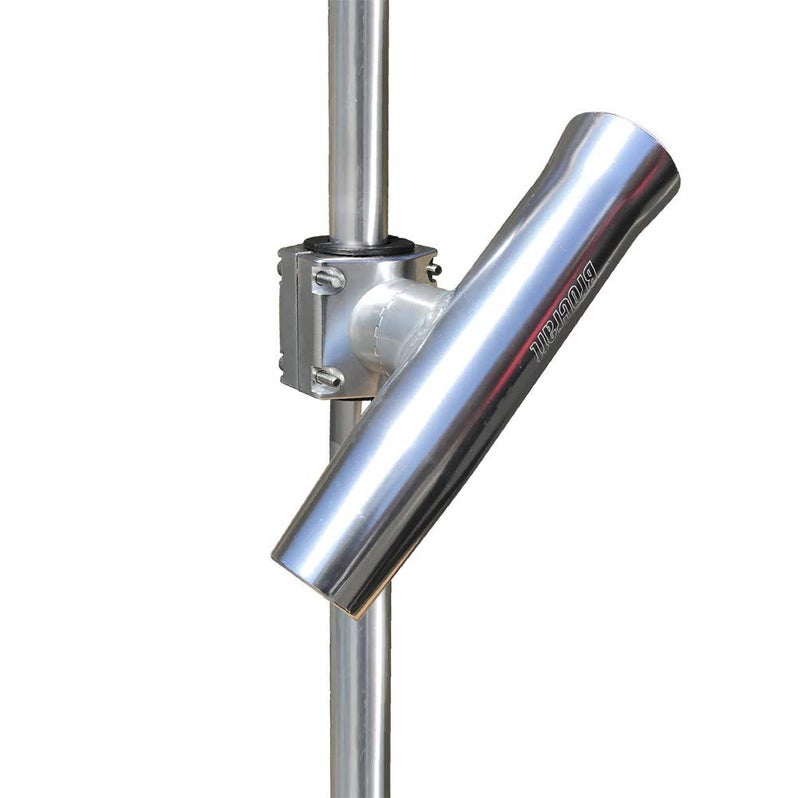 Brocraft Boat T-TOP Rod Holder/Clamp-On Rod Holder - Silver Aluminum - Degree Adjustable - Fits 1" to 2" O.D. Pipe - Image 1
